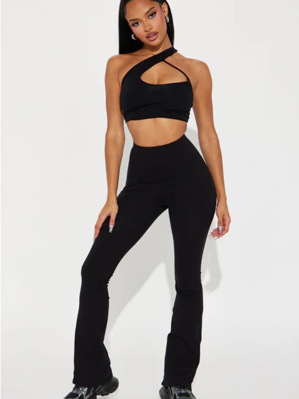 Fashion Nova Black High-Waist Flare Pants